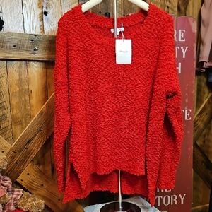 203 Miracle Vibrant Red Textured Sweater